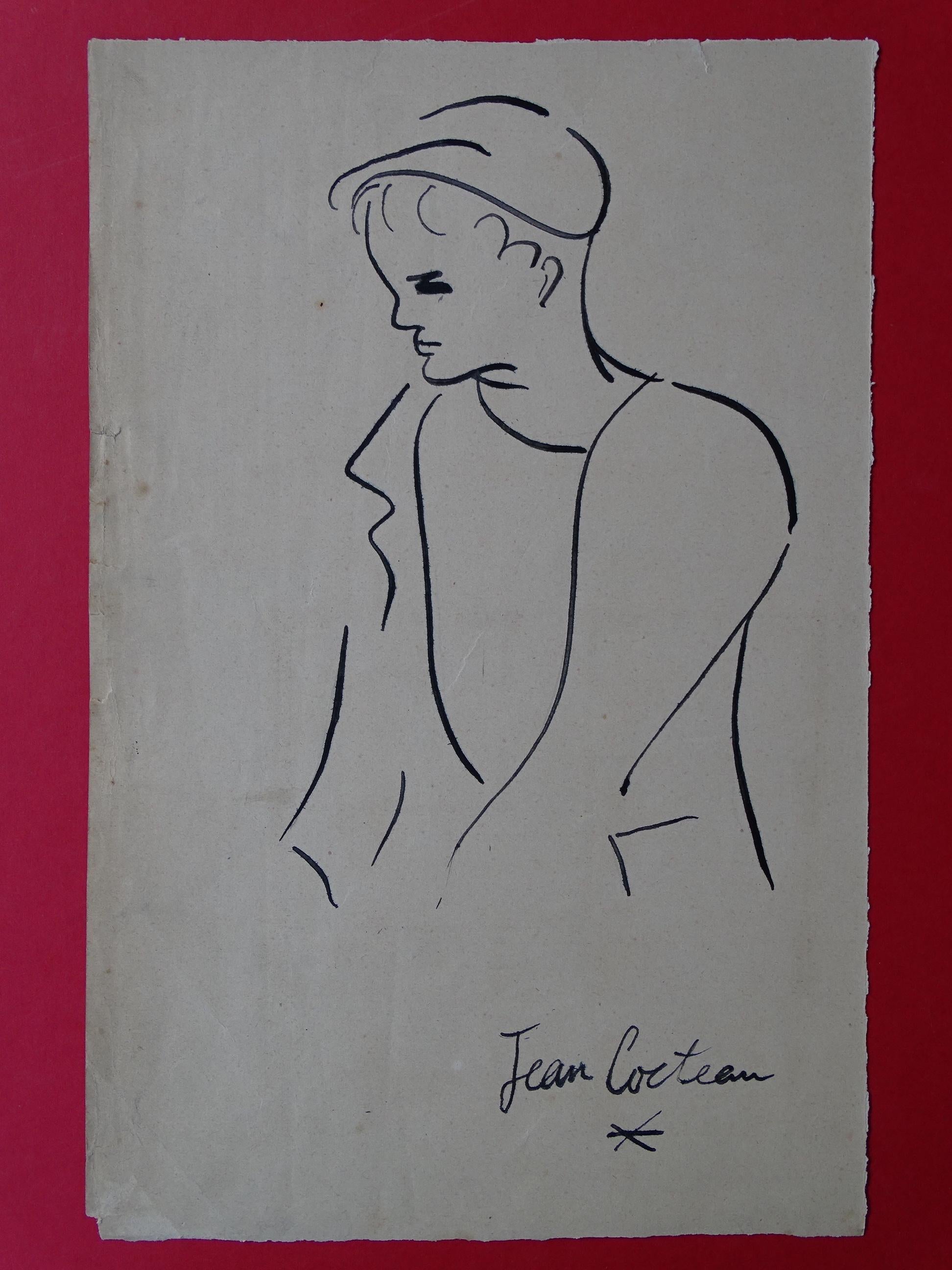 Jean Cocteau Figurative Art – Tusche-Zeichnung