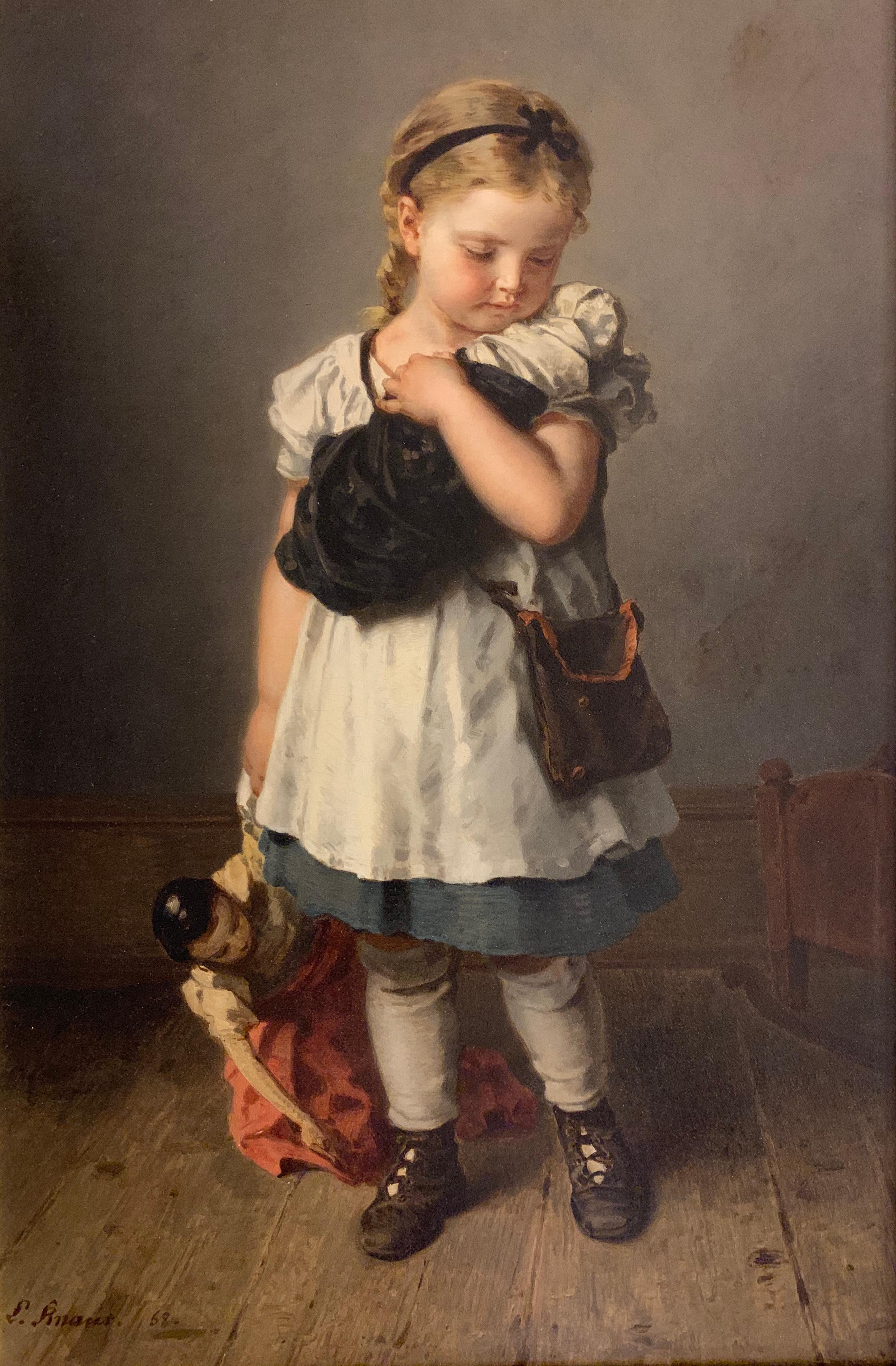Child with Doll - Painting by Ludwig Knaus 