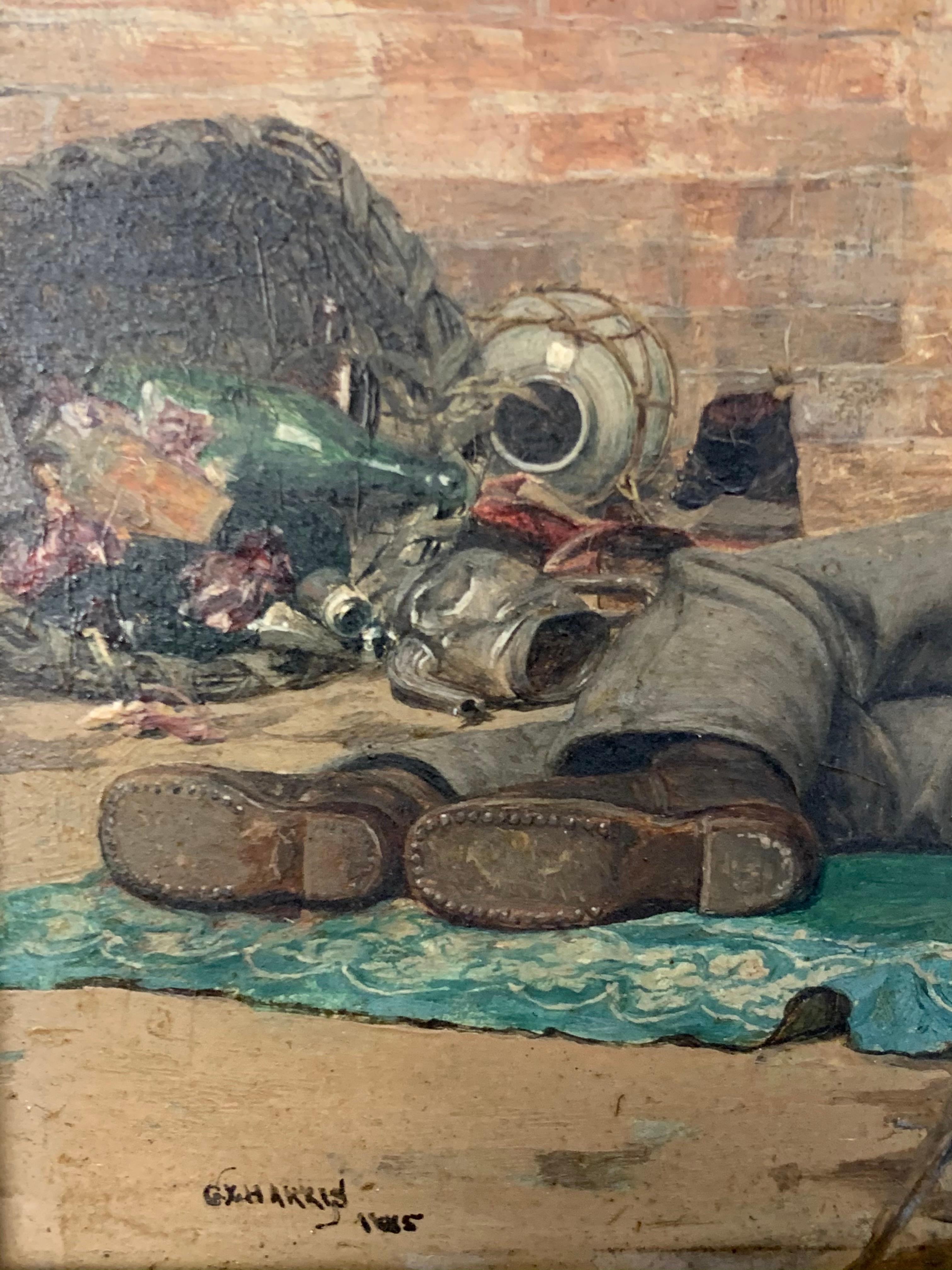 «Speak », peinture réaliste américaine, XIXe siècle - Marron Portrait Painting par Charles Xavier Harris