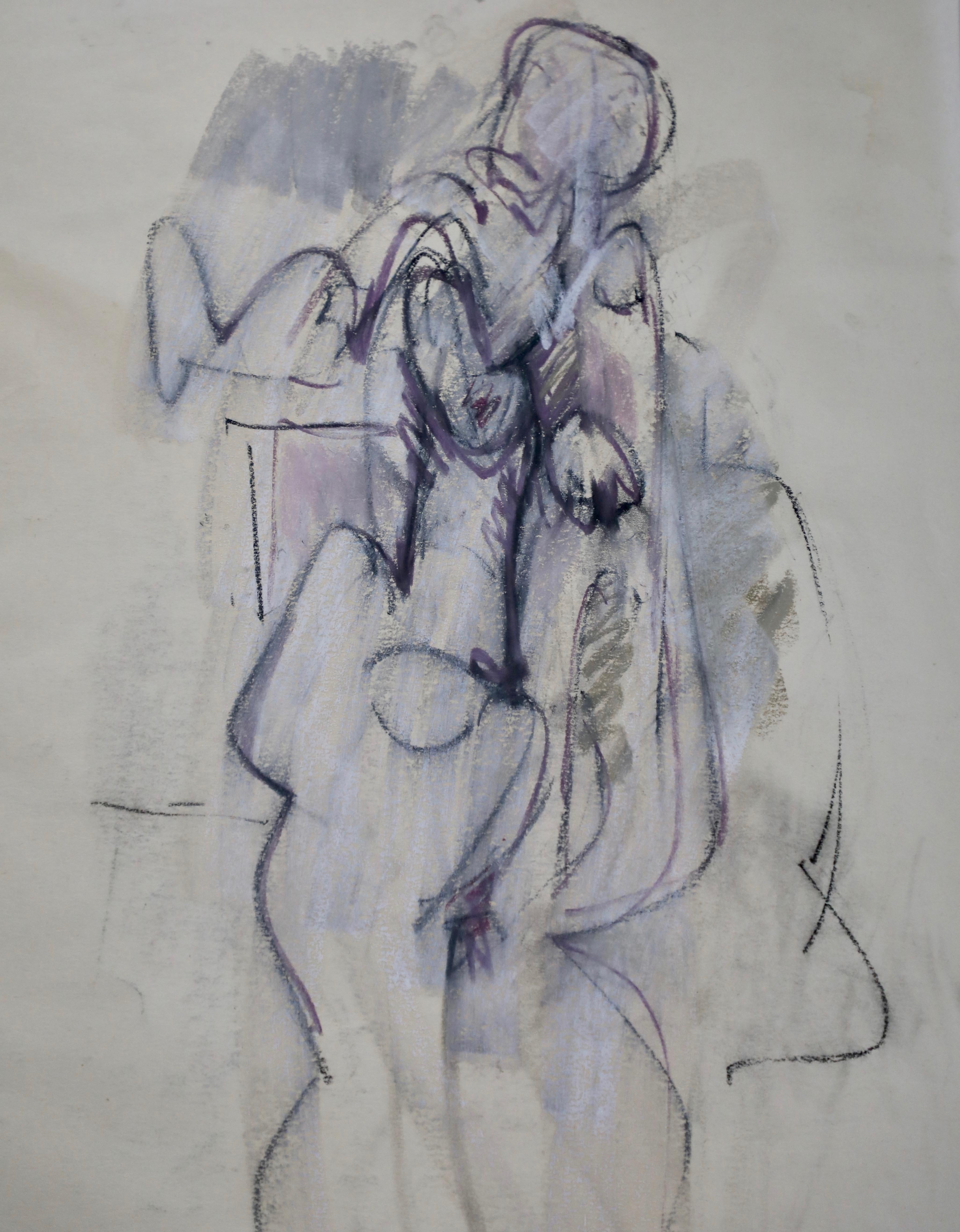 Untitled Figural Pastel Drawing on Paper - Art by Hans Burkhardt