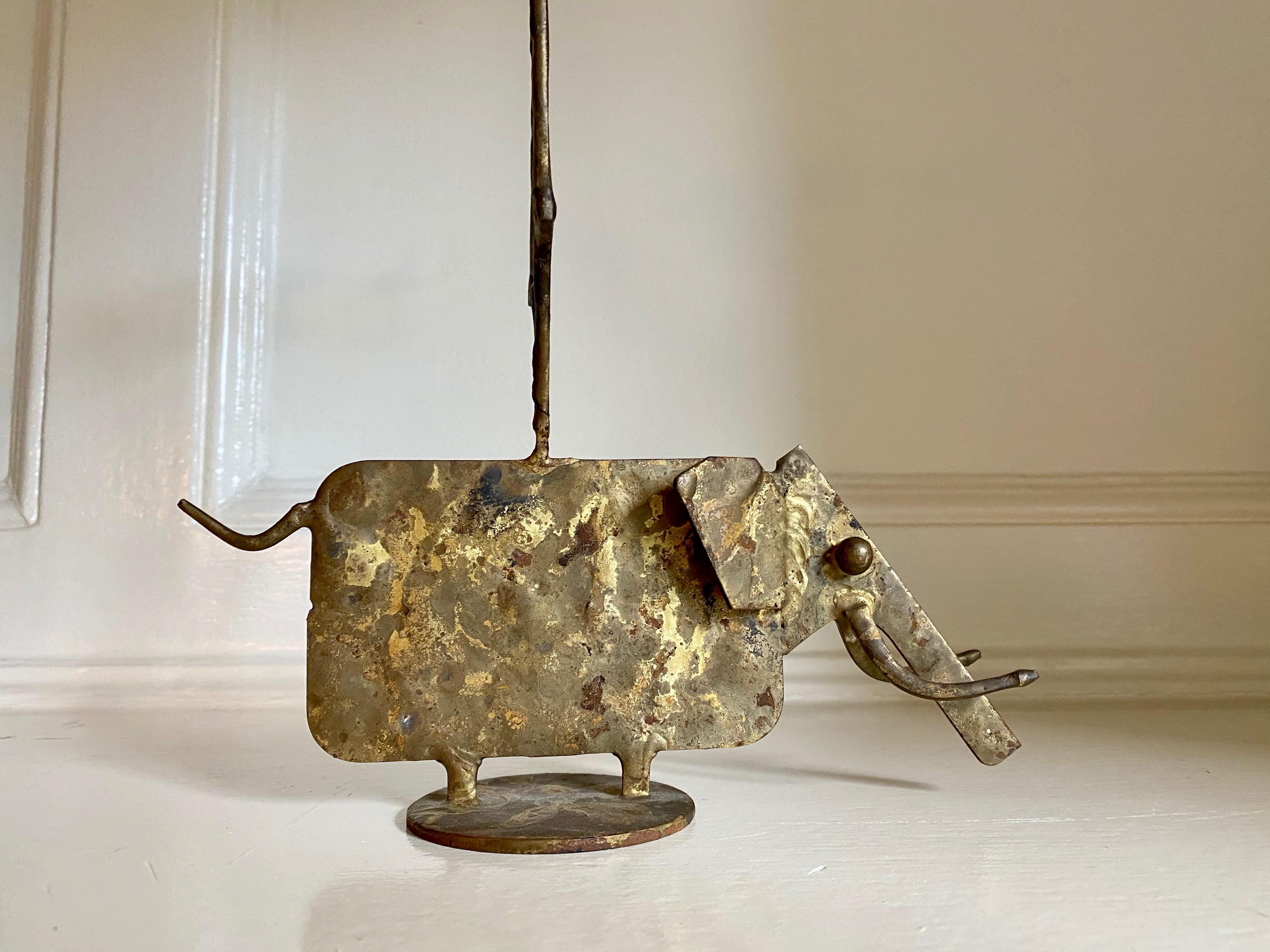 Acrobats on Elephant Brass Playful Kinetic Sculpture For Sale 1