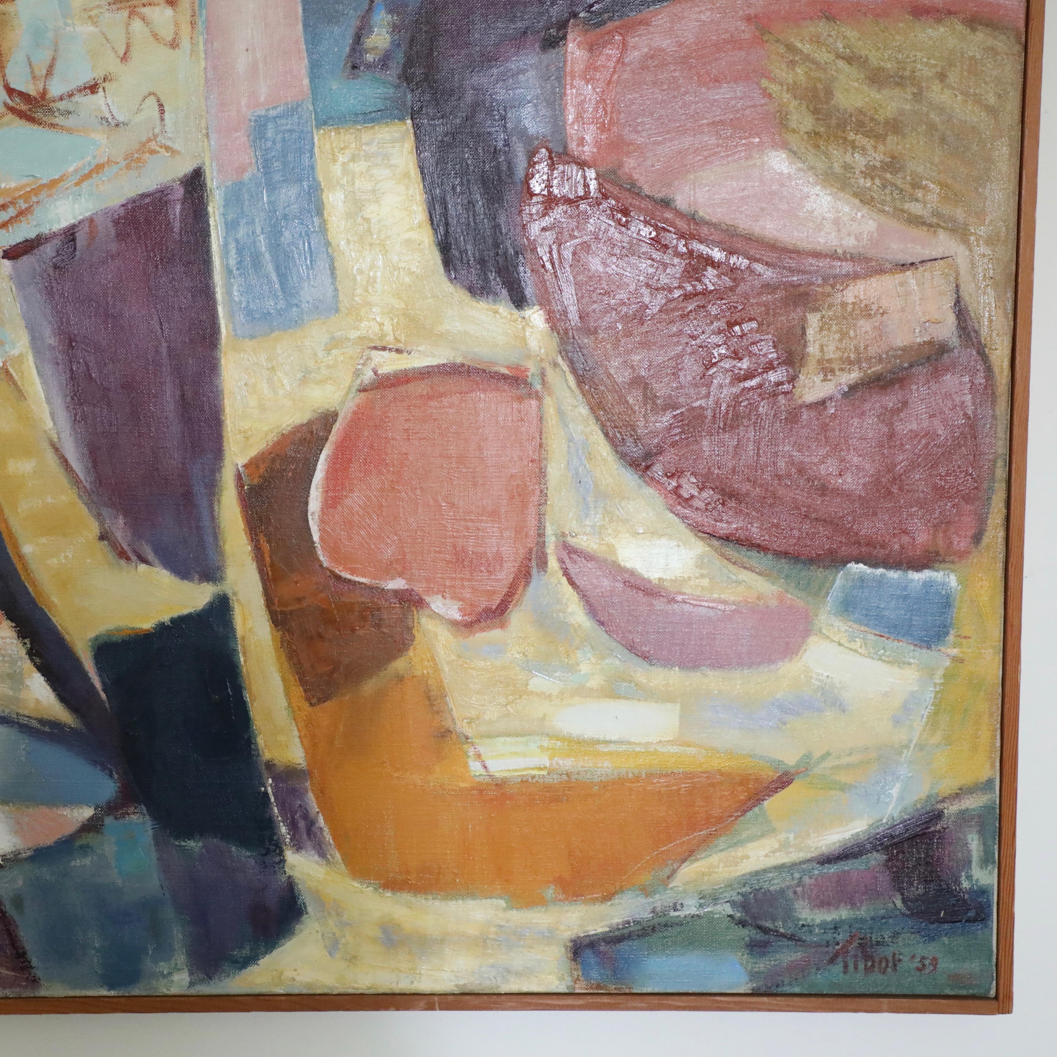 Tibor Pataky, Abstract Oil on Canvas, Boatyard  2