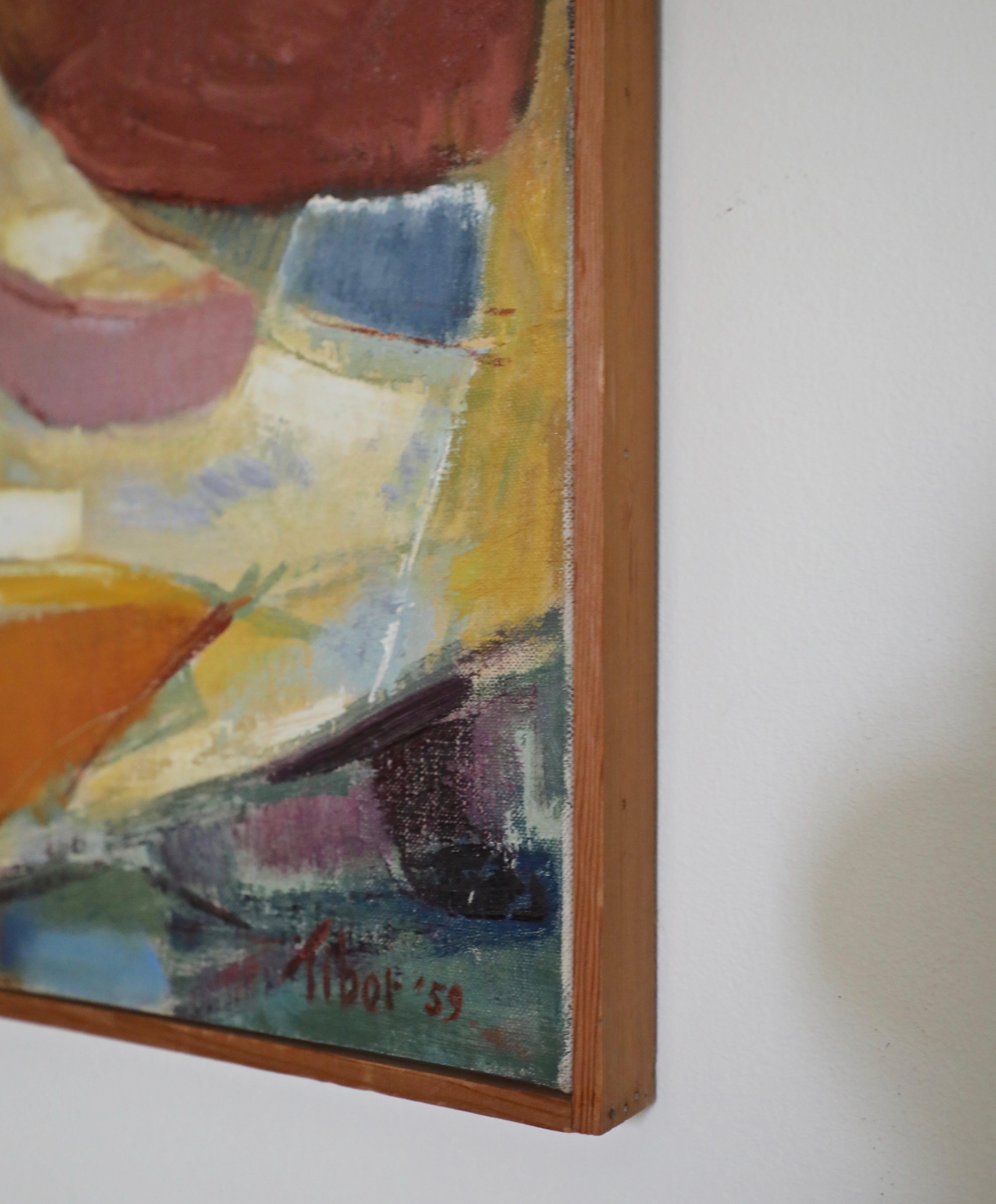 Tibor Pataky, Abstract Oil on Canvas, Boatyard  3