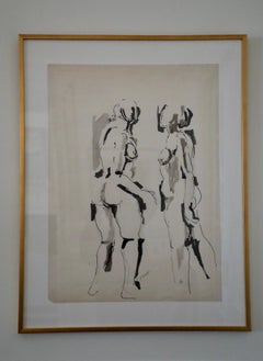 Retro Salvatore Grippi, Figurative Ink and Wash on Paper
