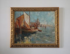 19th Century Impressionist Oil on Canvas, Venice Lagoon