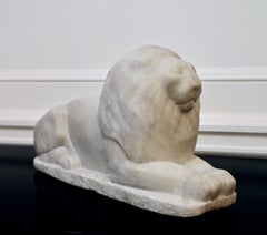 Marble Sculpture of a Reclining Lion