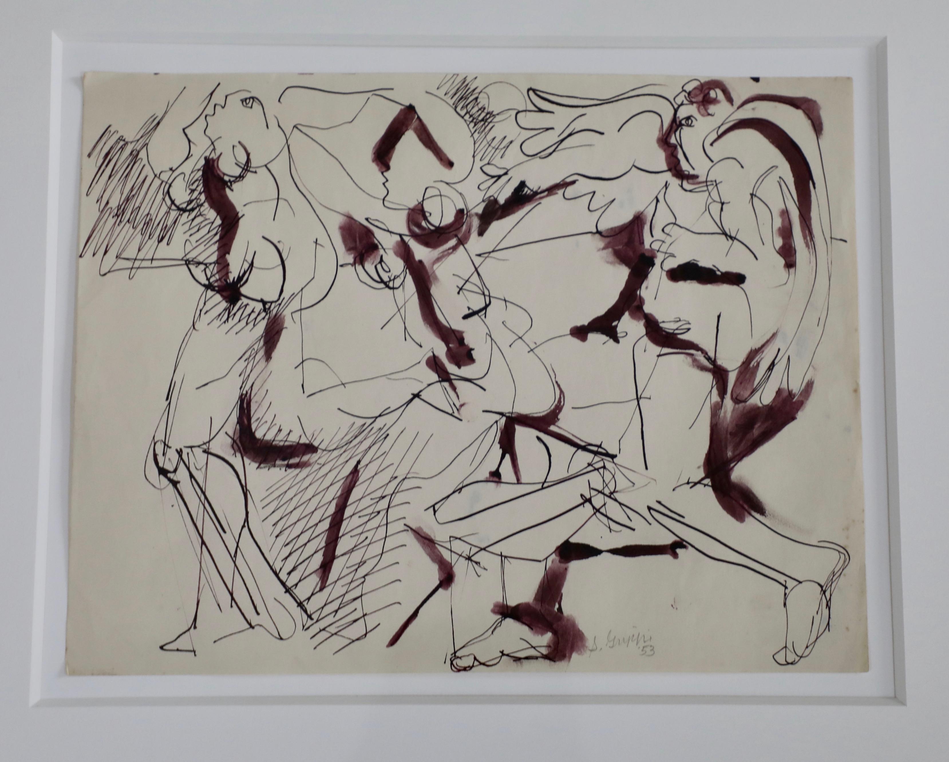 Mythological themed Figures on Paper - Art by Salvatore Grippi