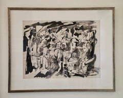 Figurative Marker and Ink Wash Collage on Paper