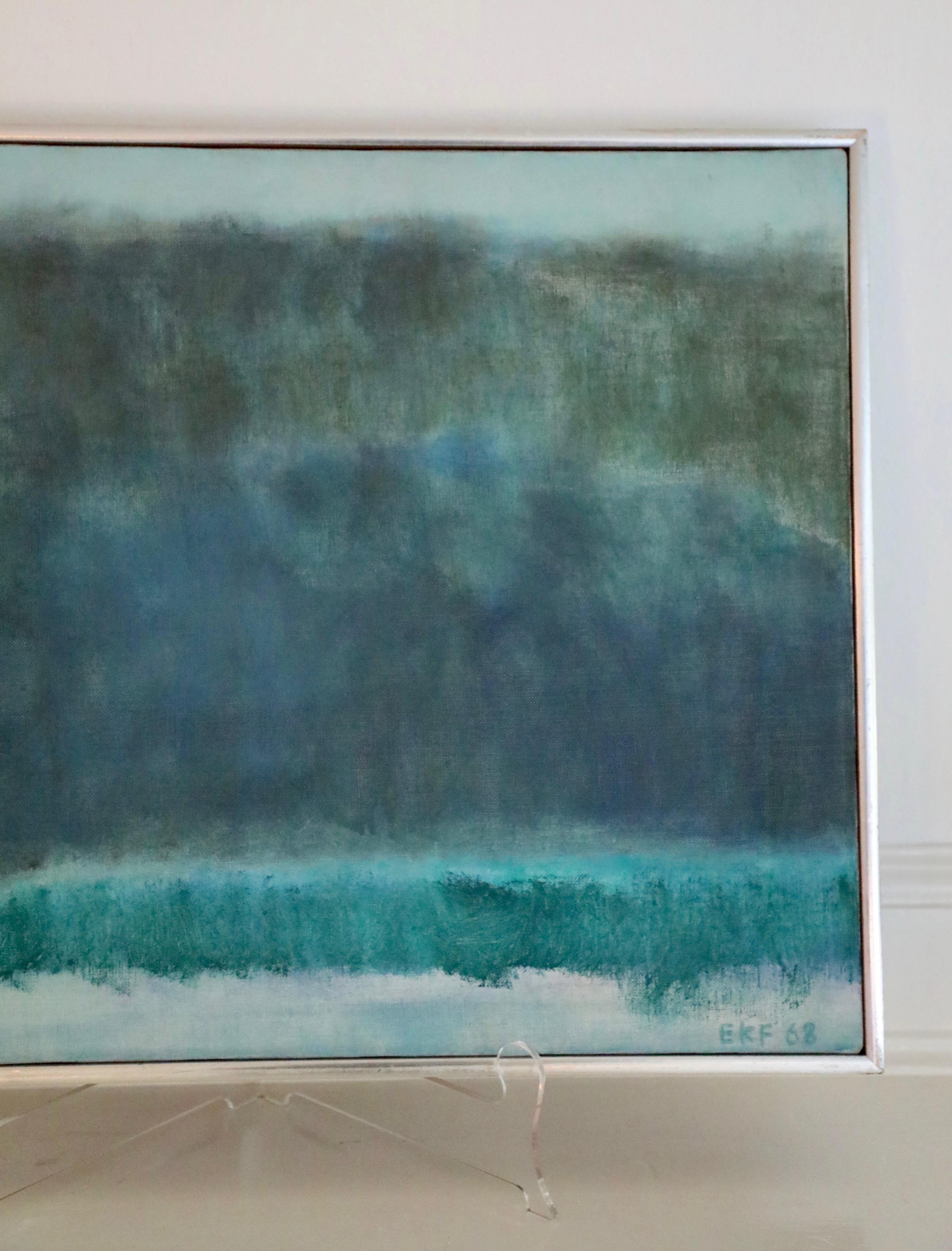 Another early painting by Elaine Kaufman Feiner that sort of reminds us of Wolf Kahn's work -- a combination of color field painting with landscape as the subject matter.  It is atmospheric and evokes the feeling of a stormy day near the sea.  Sight