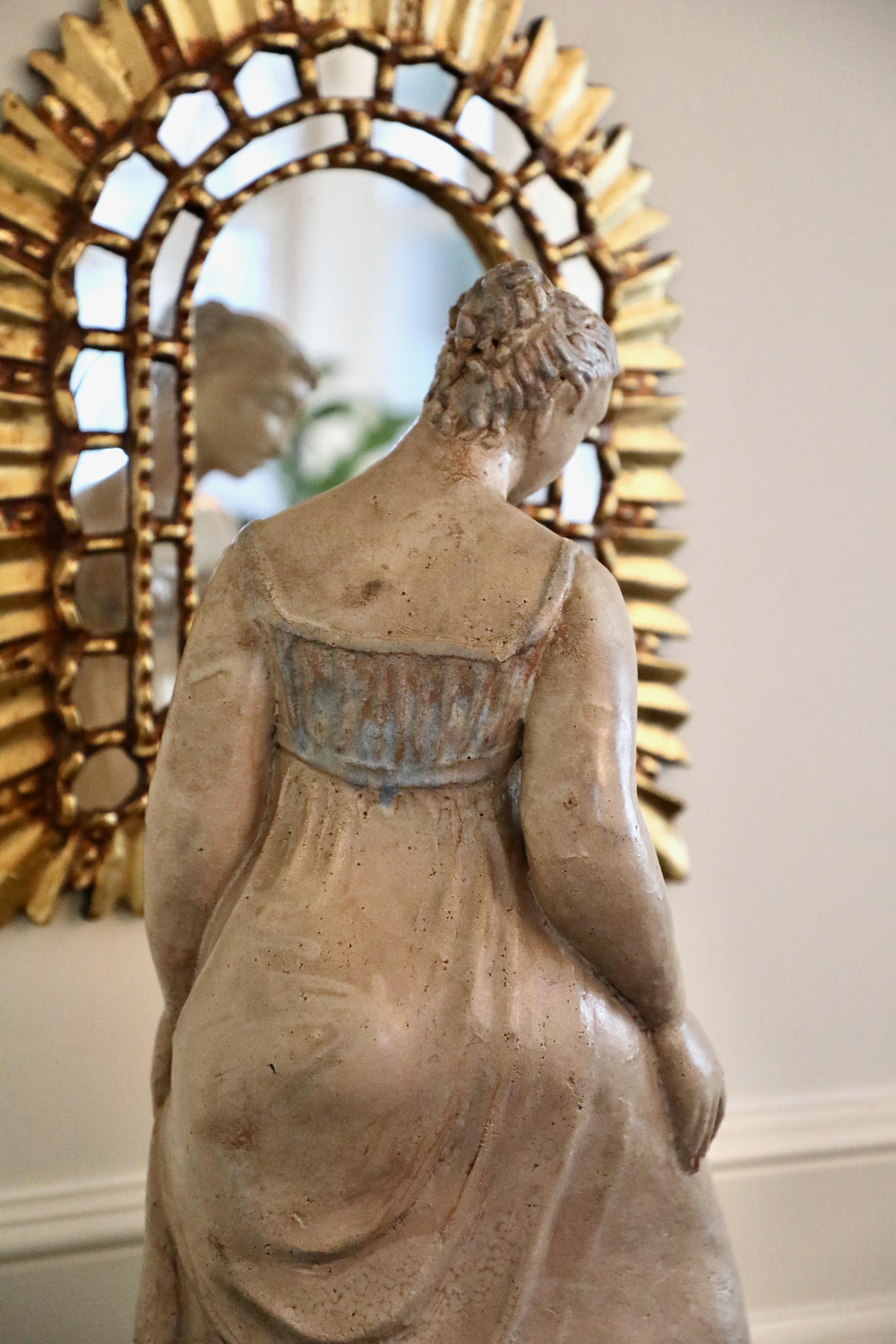 Glazed Terracotta Sculpture of a Woman For Sale 3