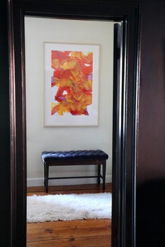 Abstract Oil on Paper in Oranges and Purples