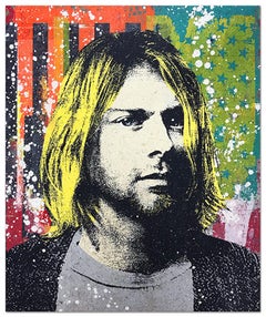 Greg Gossel "Kurt Cobain 1" Pop Art Musician Music Collage Black Yellow Orange