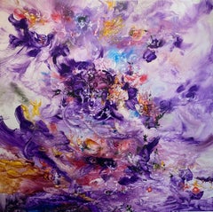 Symphonie Francais, Reginald Pollack Abstract Expressionist Oil Masonite Purple