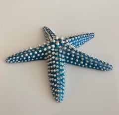 Eddie Maniez "Starfish Large" Sculpture French Ceramic Silicone Blue Swarovski