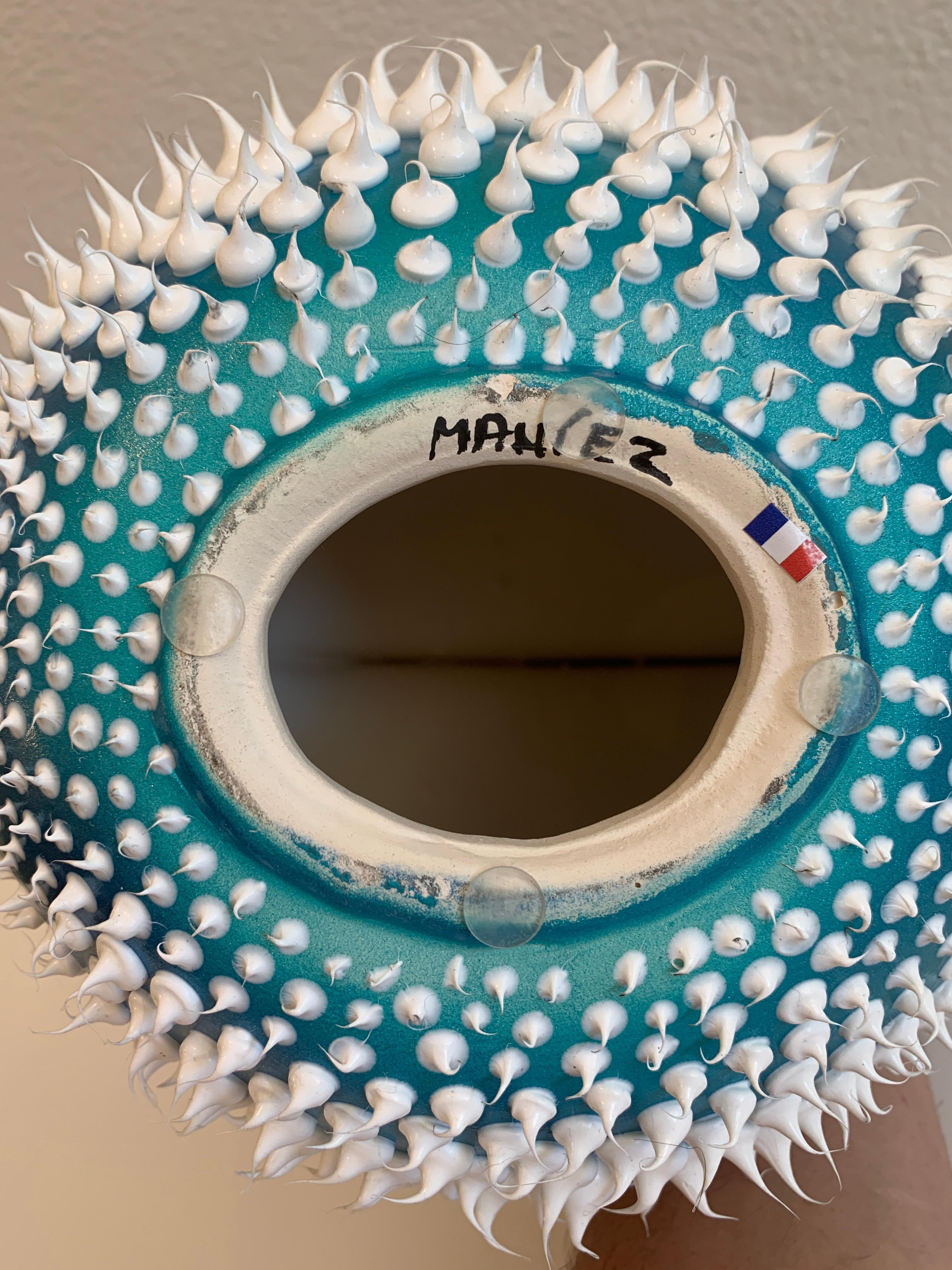 Eddie Maniez: „Moonfish Large“, Skulptur aus französischer Keramik mit Silicone-Blauem Swarovski im Angebot 6
