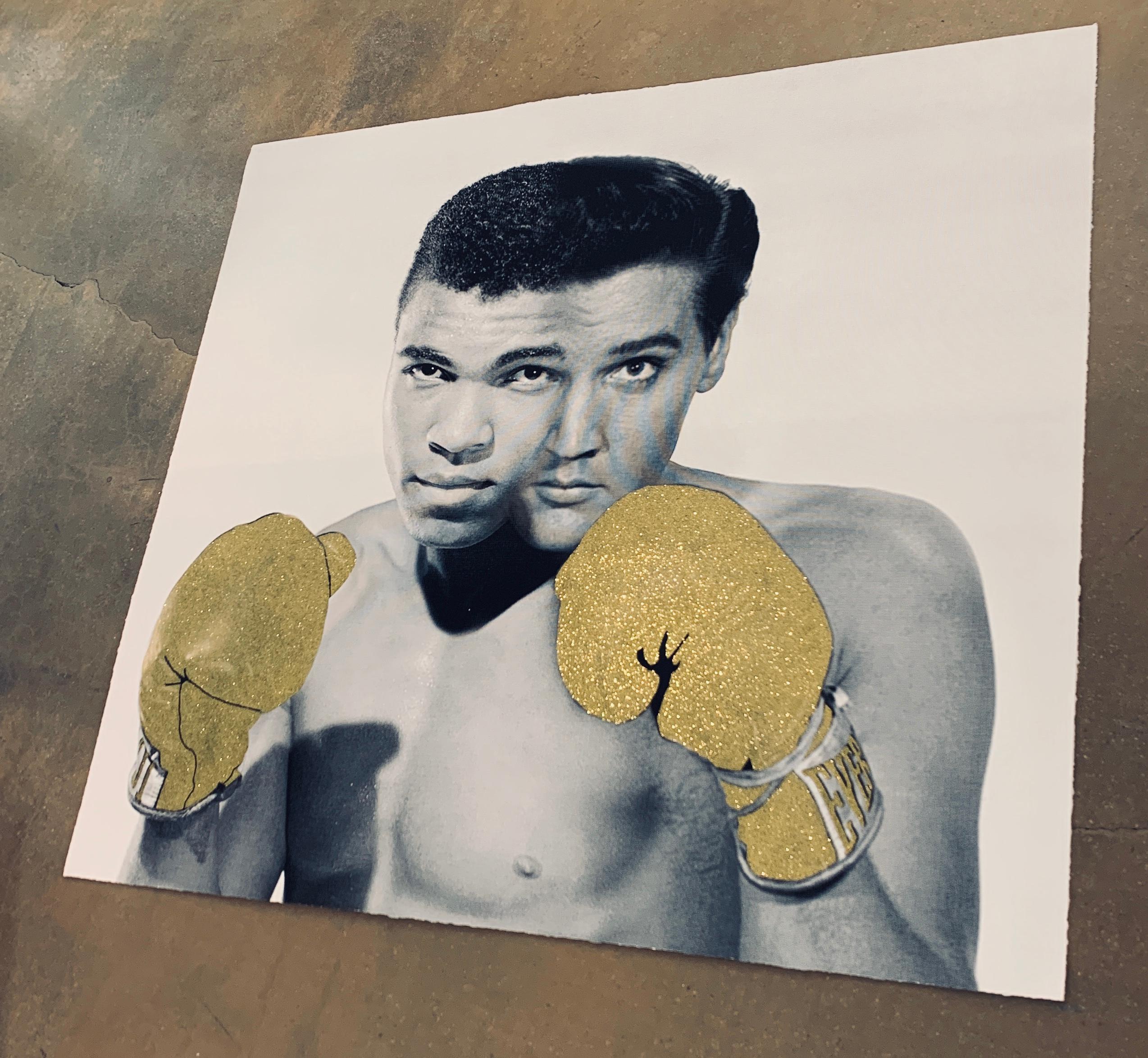 The Greatest Gold AP, by Julian Prolman Elvis Mohammed Ali Boxing Glitter 1960's - Photograph by House of Orion