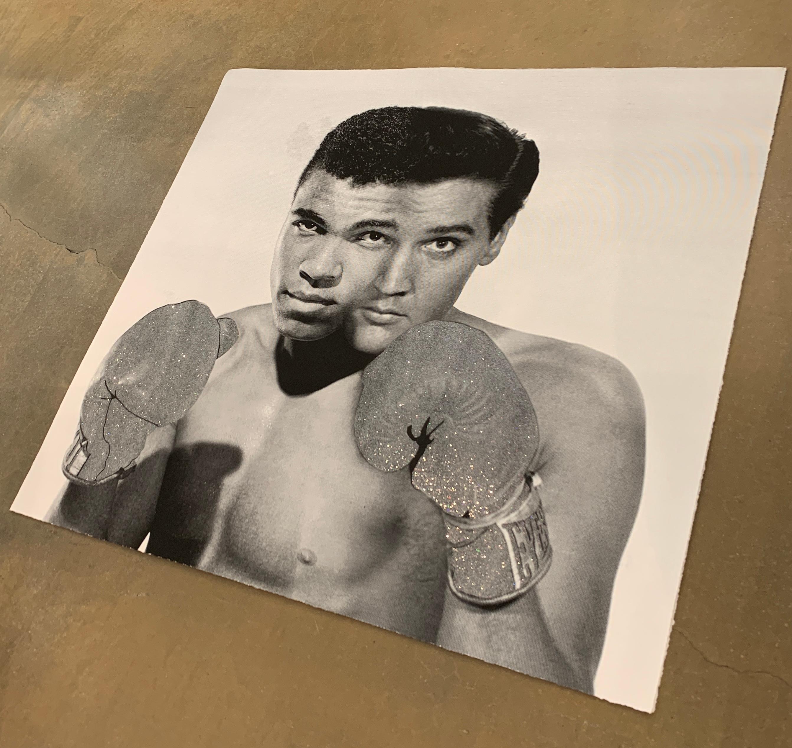 The Greatest Silver-Rainbow AP, Julian Prolman Elvis Mohammed Ali Boxing Glove - Photograph by House of Orion