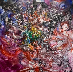 Stream of Consciousness 2, Reginald Pollack Abstract Expressionist Oil Masonite