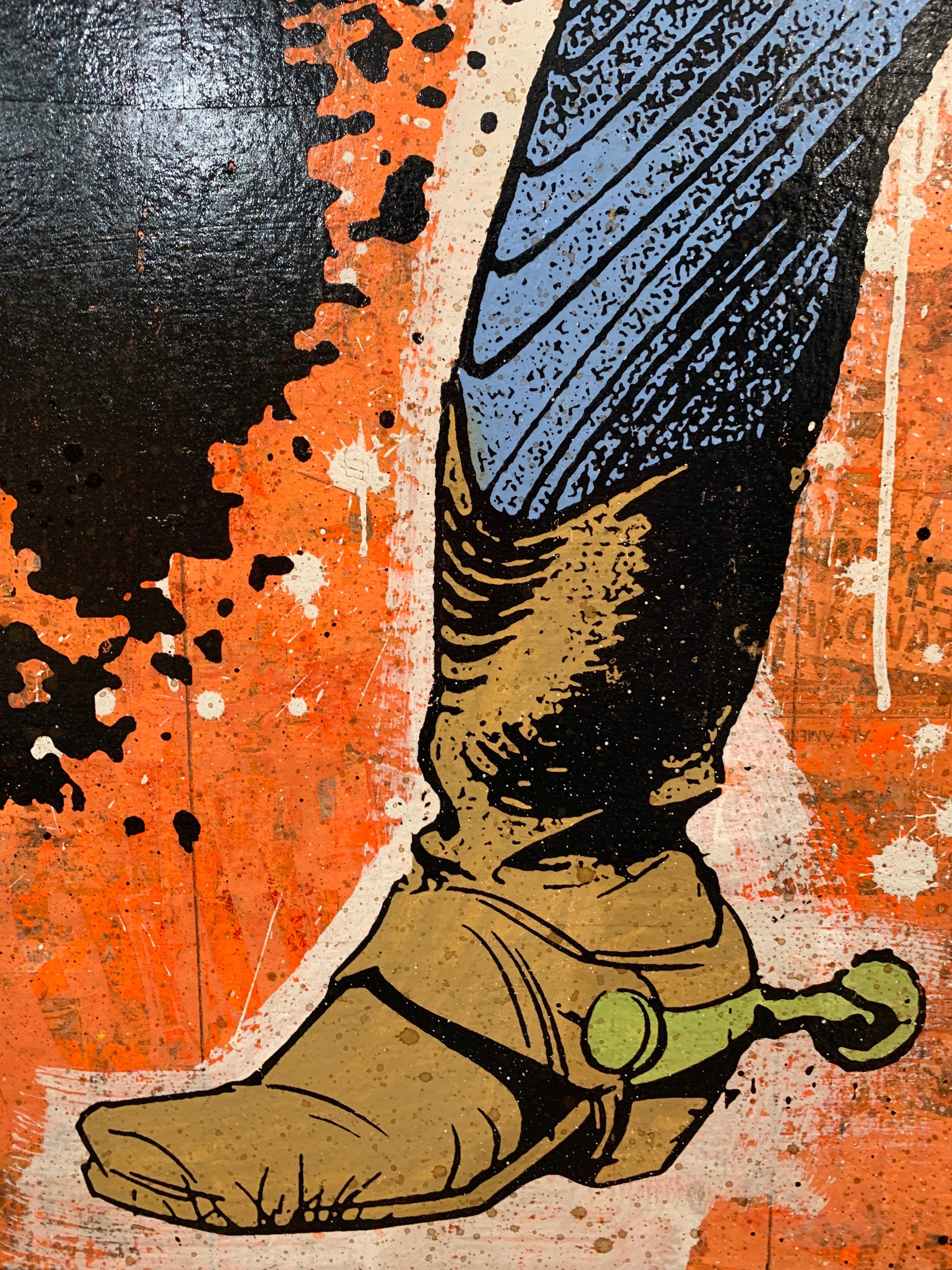 Elvis Orange, Greg Gossel Pop Art Comic Book Collage Cowboy Street Art Western For Sale 2