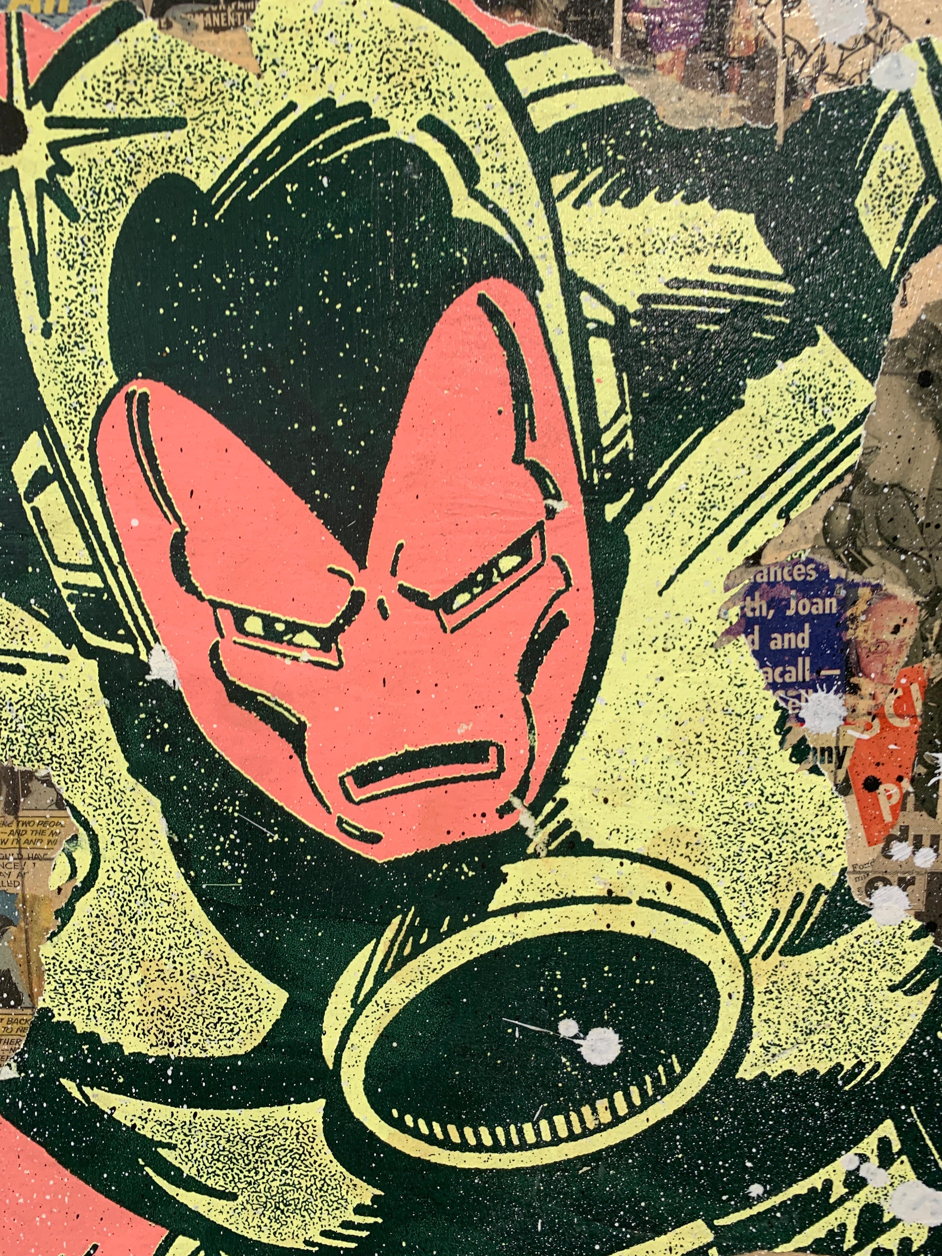Underwater 1, Greg Gossel Pop Art Comic Book Collage Super Hero Ironman For Sale 1