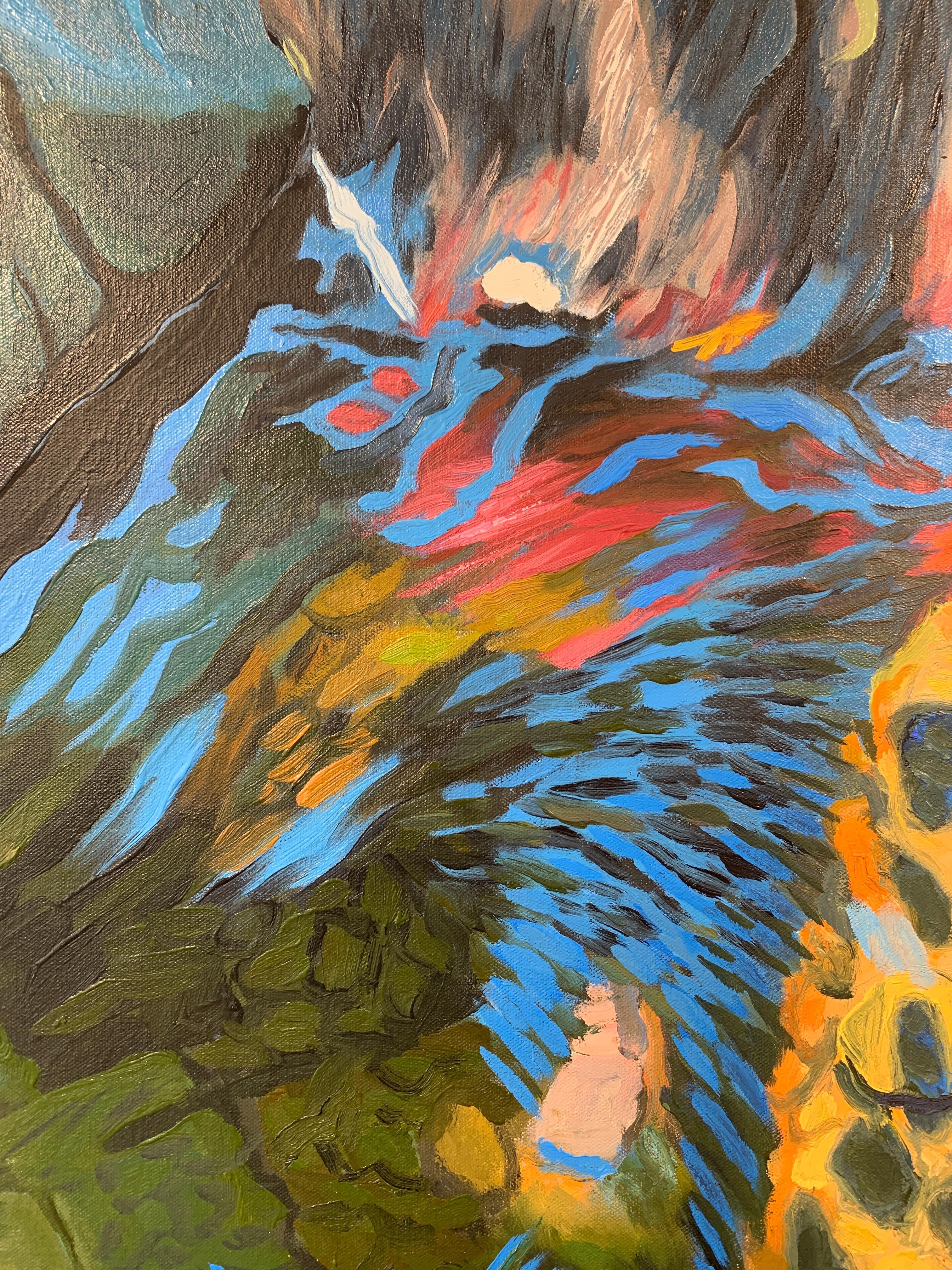 Shallow Creekbed, James Burpee Acrylic Canvas Landscape Water Reflection Nature

James' recent work (most often without horizon lines) is a fascinating maze of light, form, reflection and movement.  His earlier work (pre-2000) uses allegory and