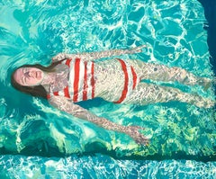 Heat Wave, Samantha French Oil on Canvas Swimming Pool Swimmer Water Female