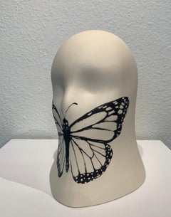 "Butterfly" Veil, Chloe Rizzo Sculpture Porcelain Glaze White Female Monarch
