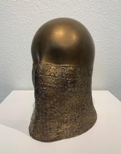 Bronze Fabric Veil, Chloe Rizzo Sculpture Porcelain Glaze Metallic Gold Female