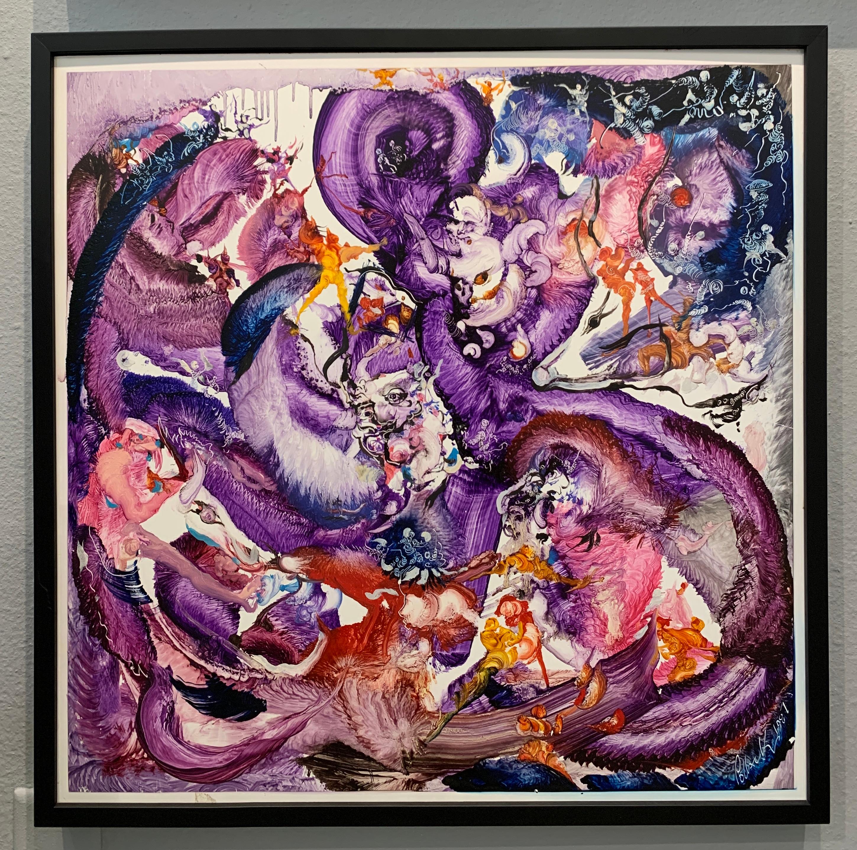 Year of Emotions, Reginald Pollack Abstract Expressionist Oil on Masonite Purple 1