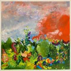 Summer Dance, Reginald Pollack Abstract Expressionist Oil on Masonite Flowers