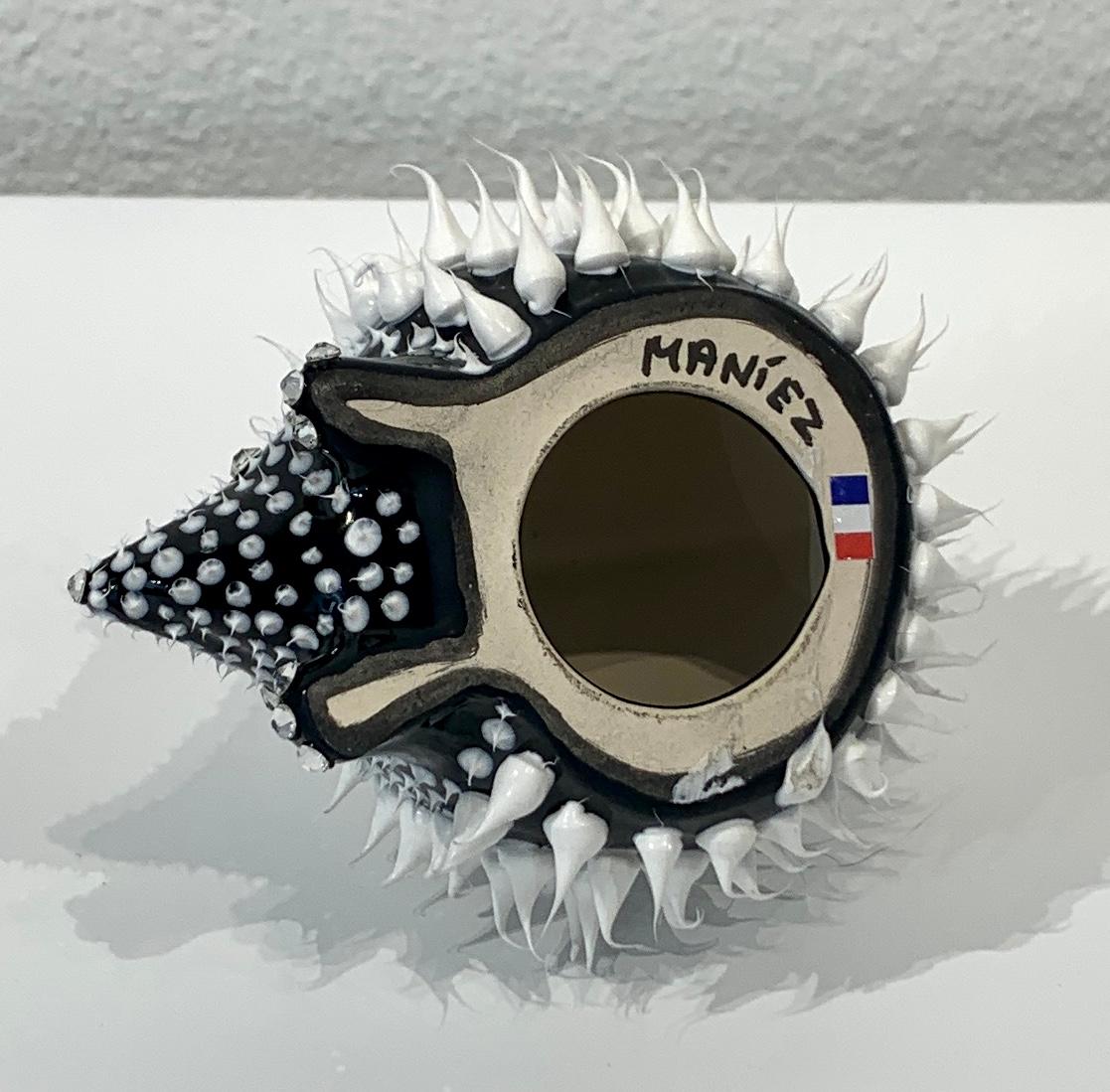 Hedgehog Pair (Mini), Eddy Maniez Sculpture French Ceramic Silicone Swarovski 6