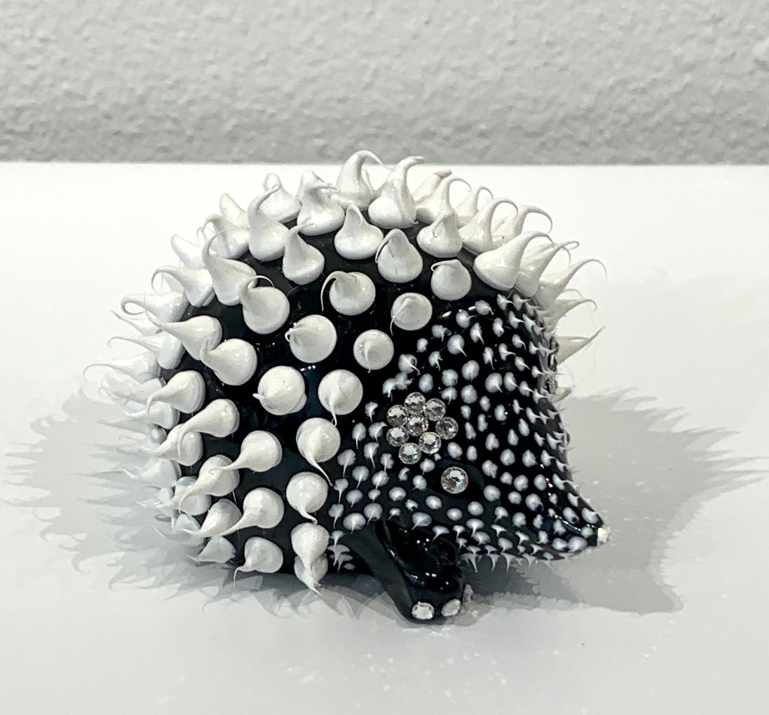 Hedgehog Pair (Mini), Eddy Maniez Sculpture French Ceramic Silicone Swarovski 1