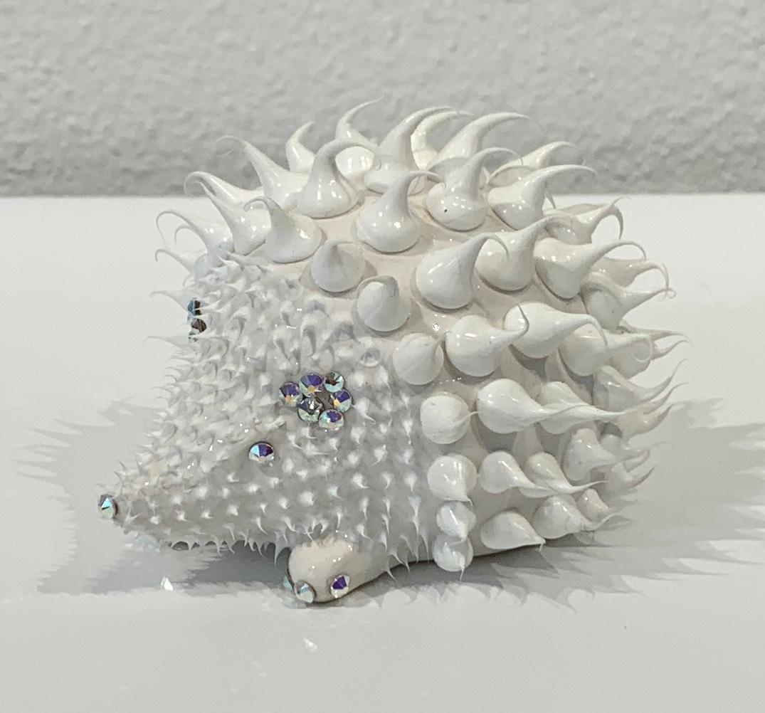 Hedgehog Pair (Mini), Eddy Maniez Sculpture French Ceramic Silicone Swarovski 3