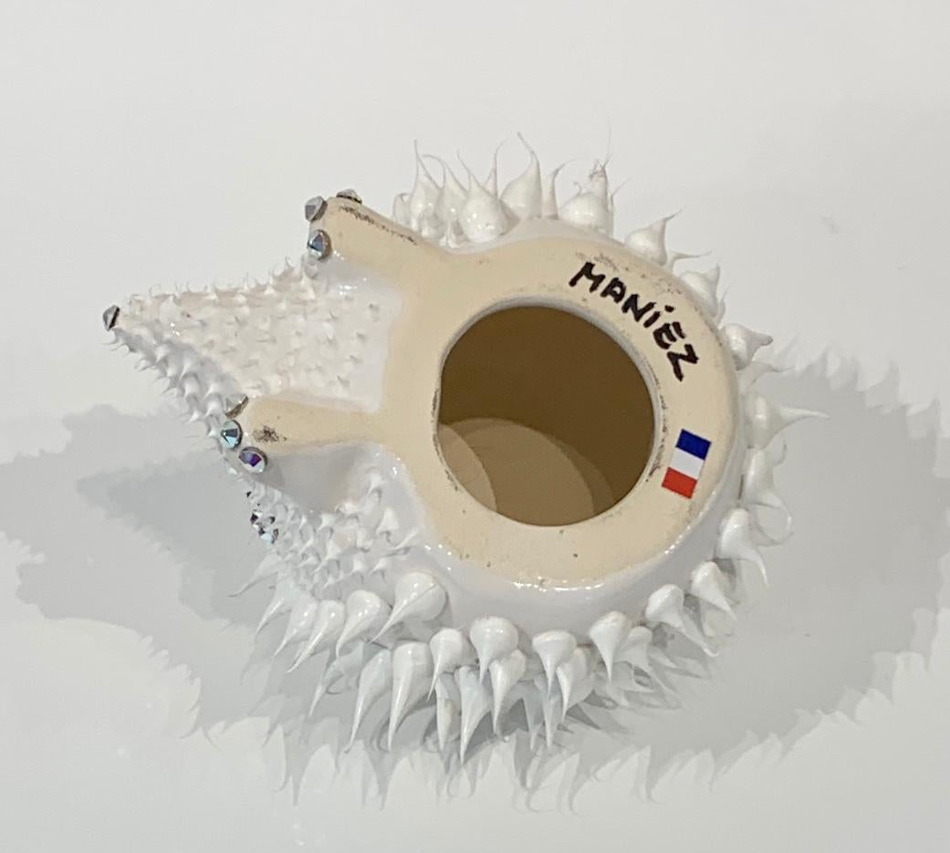 Hedgehog Pair (Mini), Eddy Maniez Sculpture French Ceramic Silicone Swarovski 5
