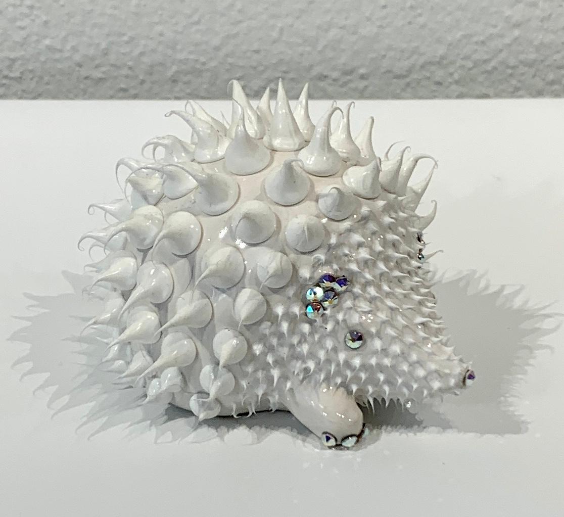 Hedgehog Pair (Mini), Eddy Maniez Sculpture French Ceramic Silicone Swarovski 4