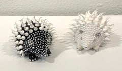 Hedgehog Pair (Mini), Eddy Maniez Sculpture French Ceramic Silicone Swarovski