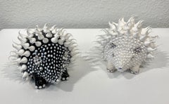 Hedgehog Pair (Mini), Eddy Maniez Sculpture French Ceramic Silicone Swarovski