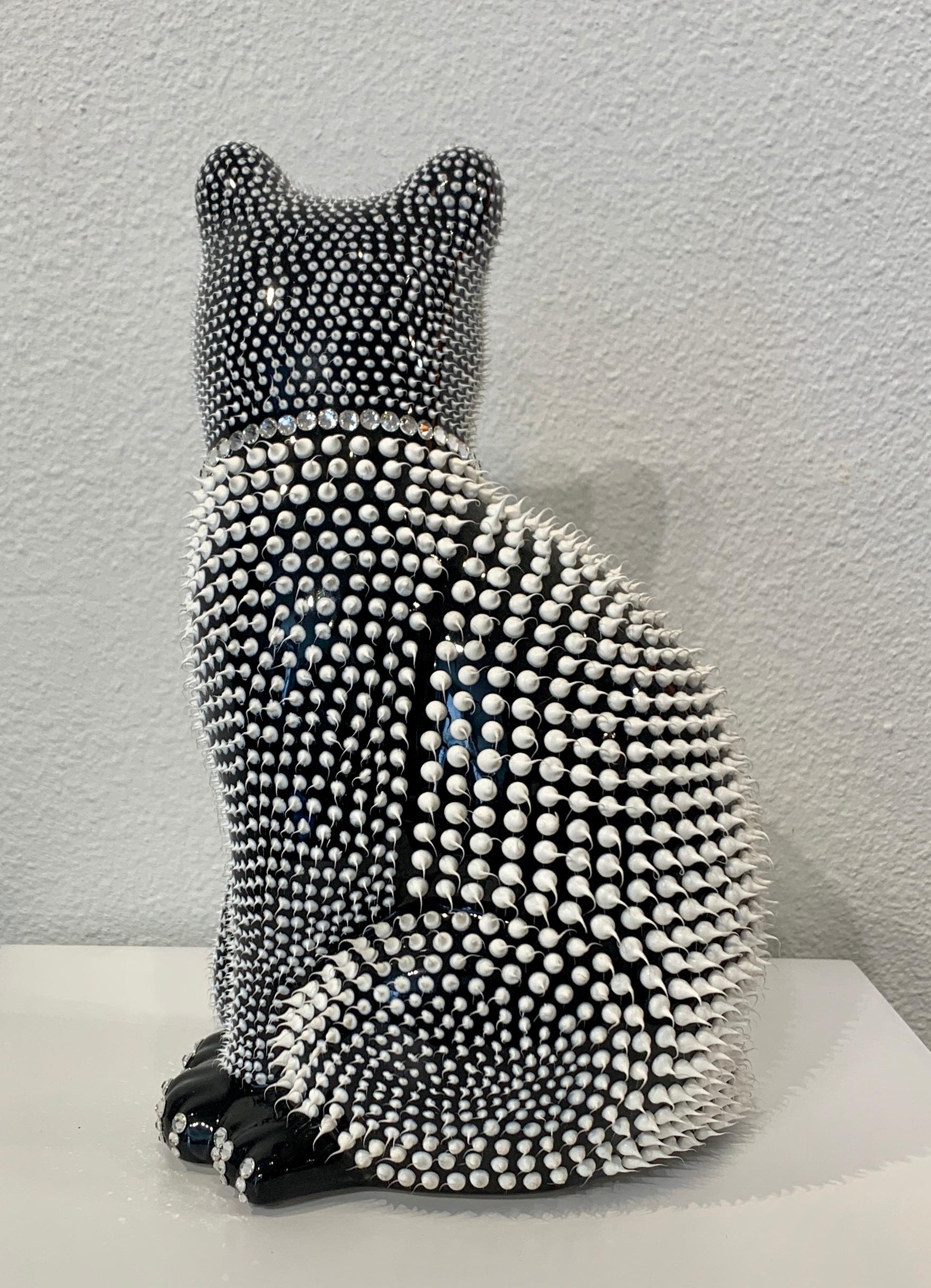 Cat (Black) - Sculpture by Eddy Maniez