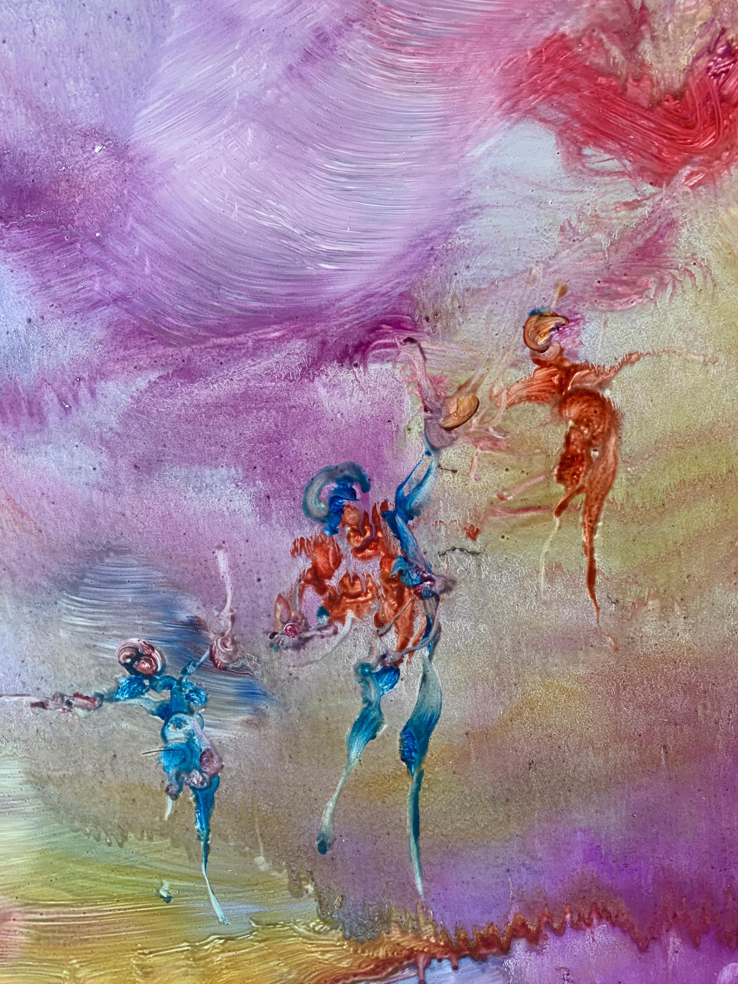 Angels at Play, Reginald Pollack Abstract Expressionist Oil Masonite 2