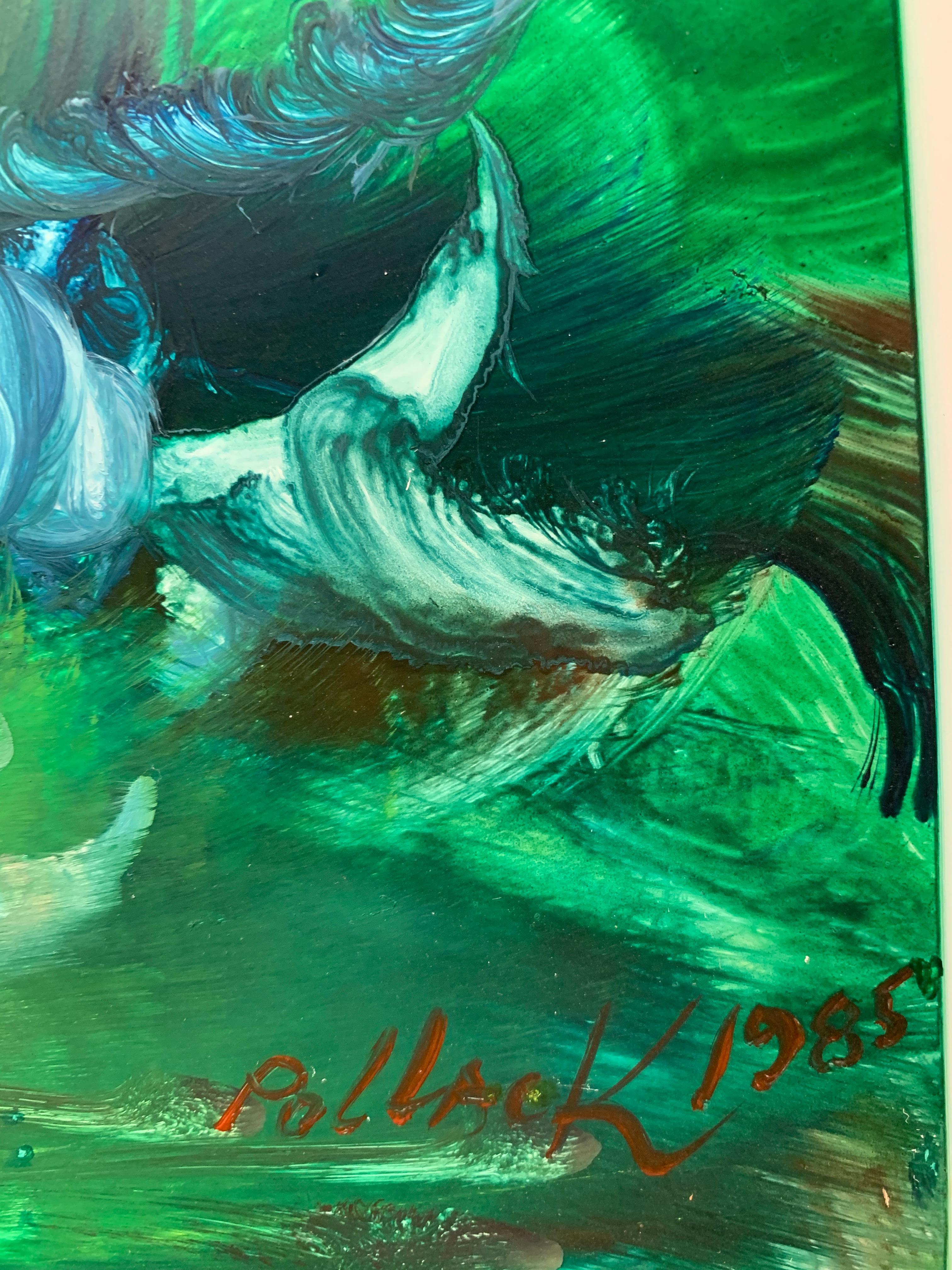Green and Gold, Reginald Pollack Abstract Expressionist Oil on Masonite Meadow 1