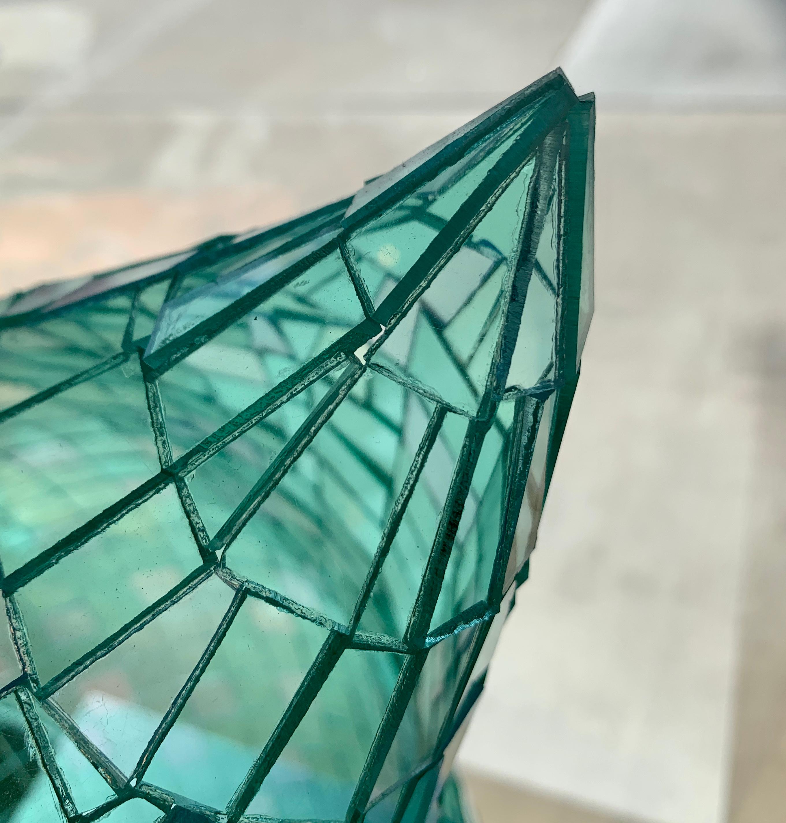 Glass Pillow (Green), Colin Roberts Plexiglass Sculpture Transparent For Sale 3