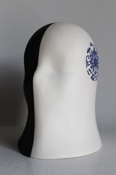 Black/White Veil, Chloe Rizzo Sculpture Porcelain Female Head