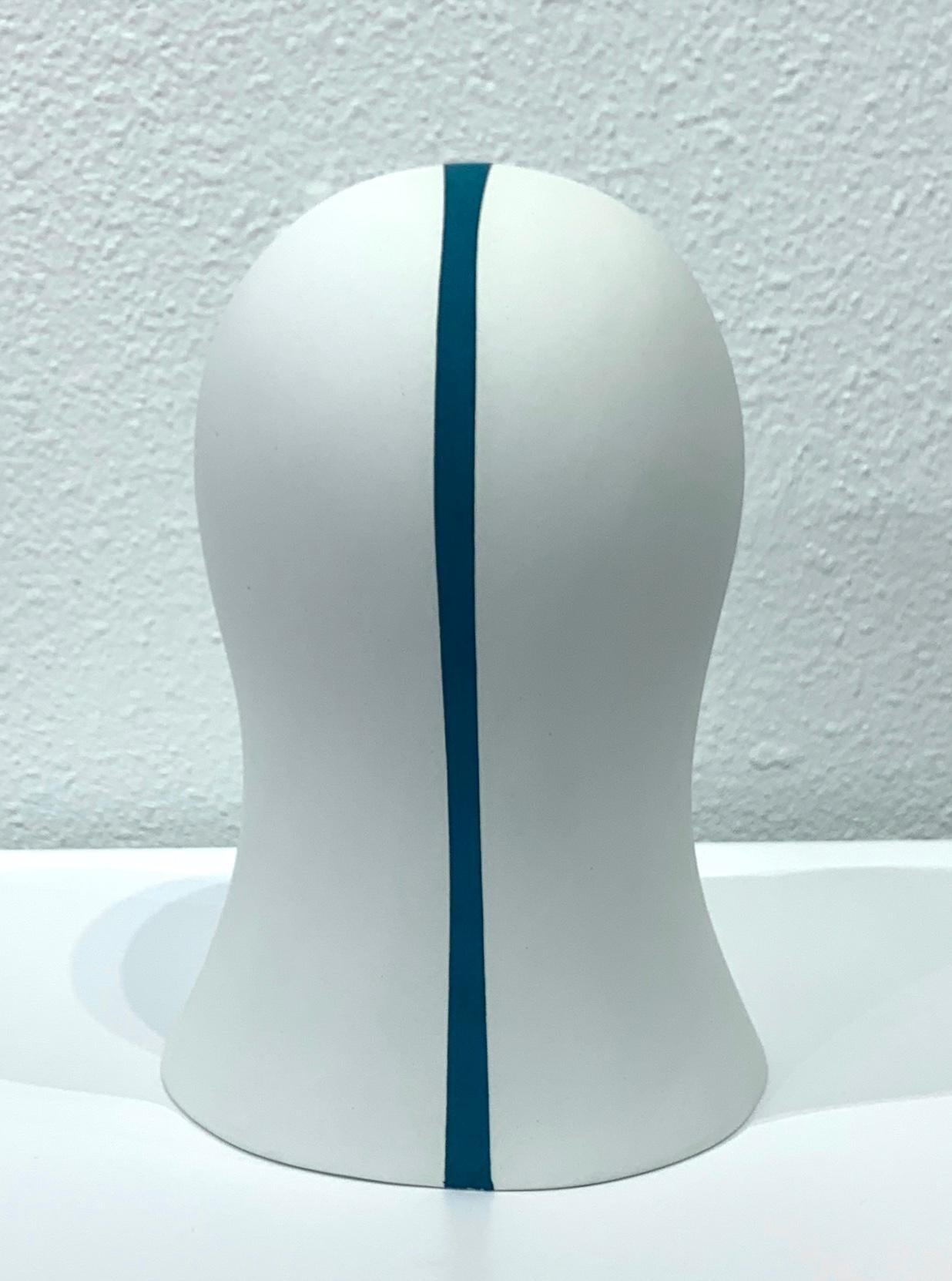 Teal Division Veil, Chloe Rizzo Sculpture Porcelain Female Head White 3