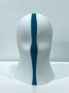 Teal Division Veil, Chloe Rizzo Sculpture Porcelain Female Head White