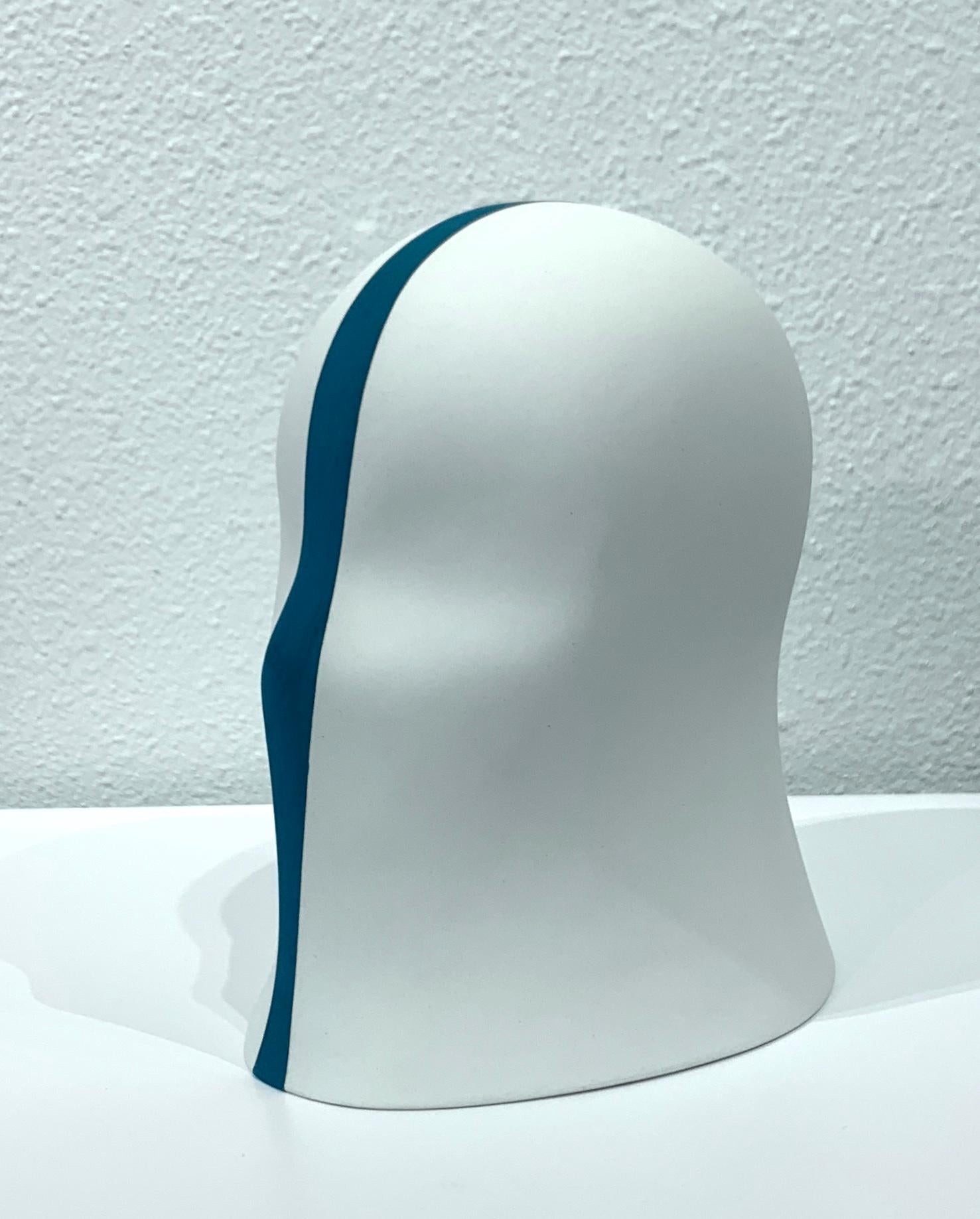 Teal Division Veil, Chloe Rizzo Sculpture Porcelain Female Head White 1