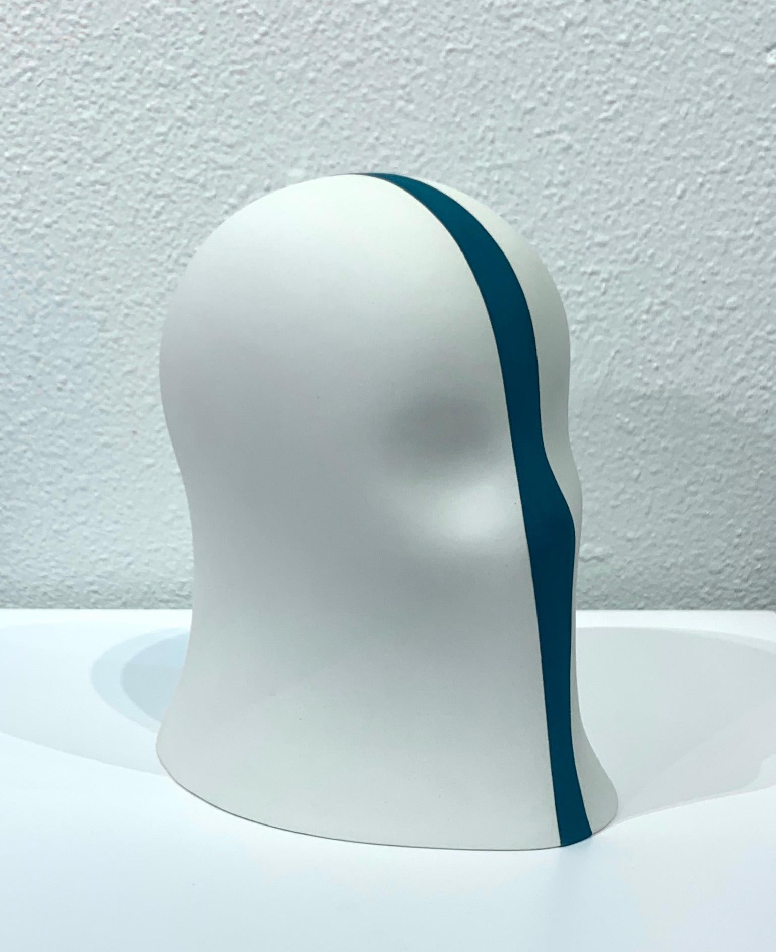 Teal Division Veil, Chloe Rizzo Sculpture Porcelain Female Head White 2