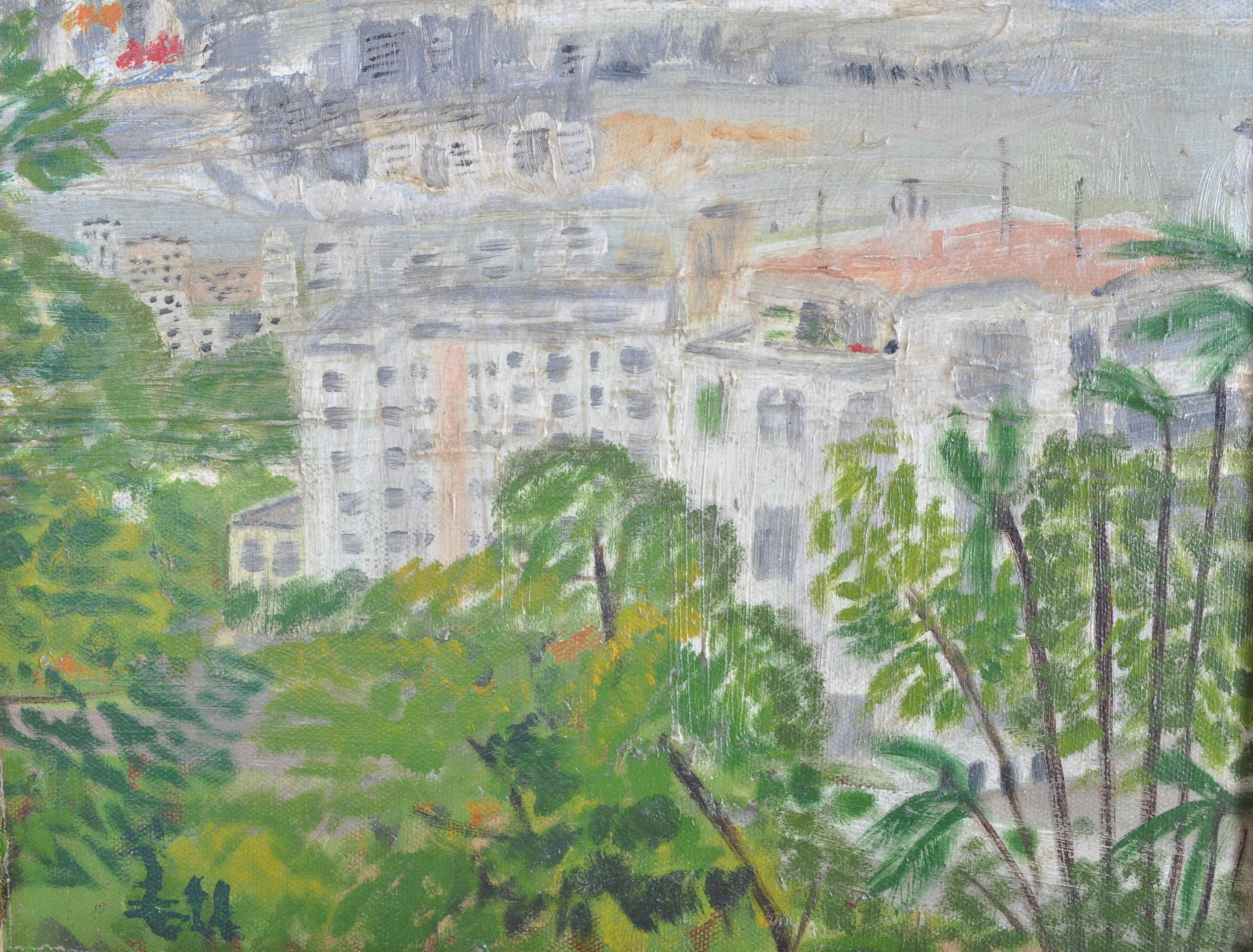 Chinese Impressionist Oil Painting on Board Hong Kong Landscape Hu Shanyu, 1950s For Sale 3