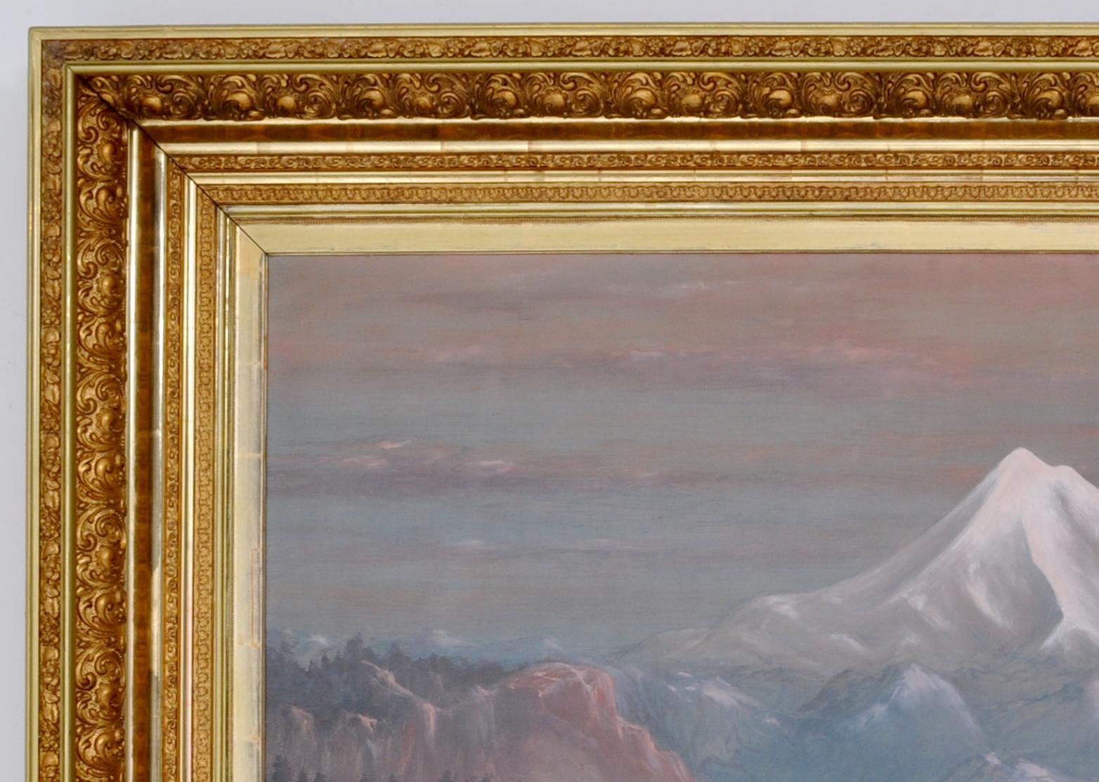 Monumental Antique Pacific NW Oil Painting Mt. Hood Oregon Cyrus Adams Reed 1875 4
