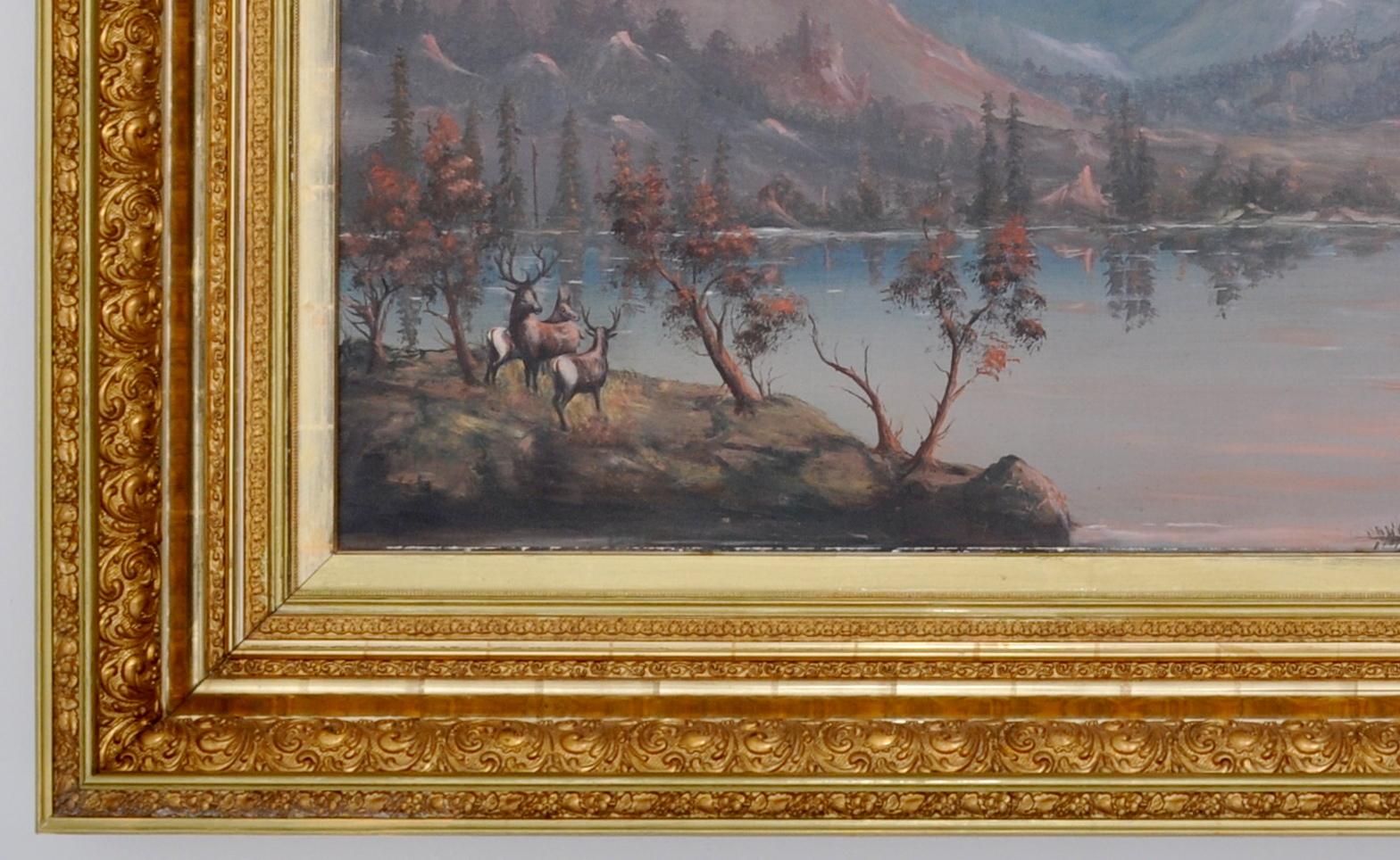 Monumental Antique Pacific NW Oil Painting Mt. Hood Oregon Cyrus Adams Reed 1875 6