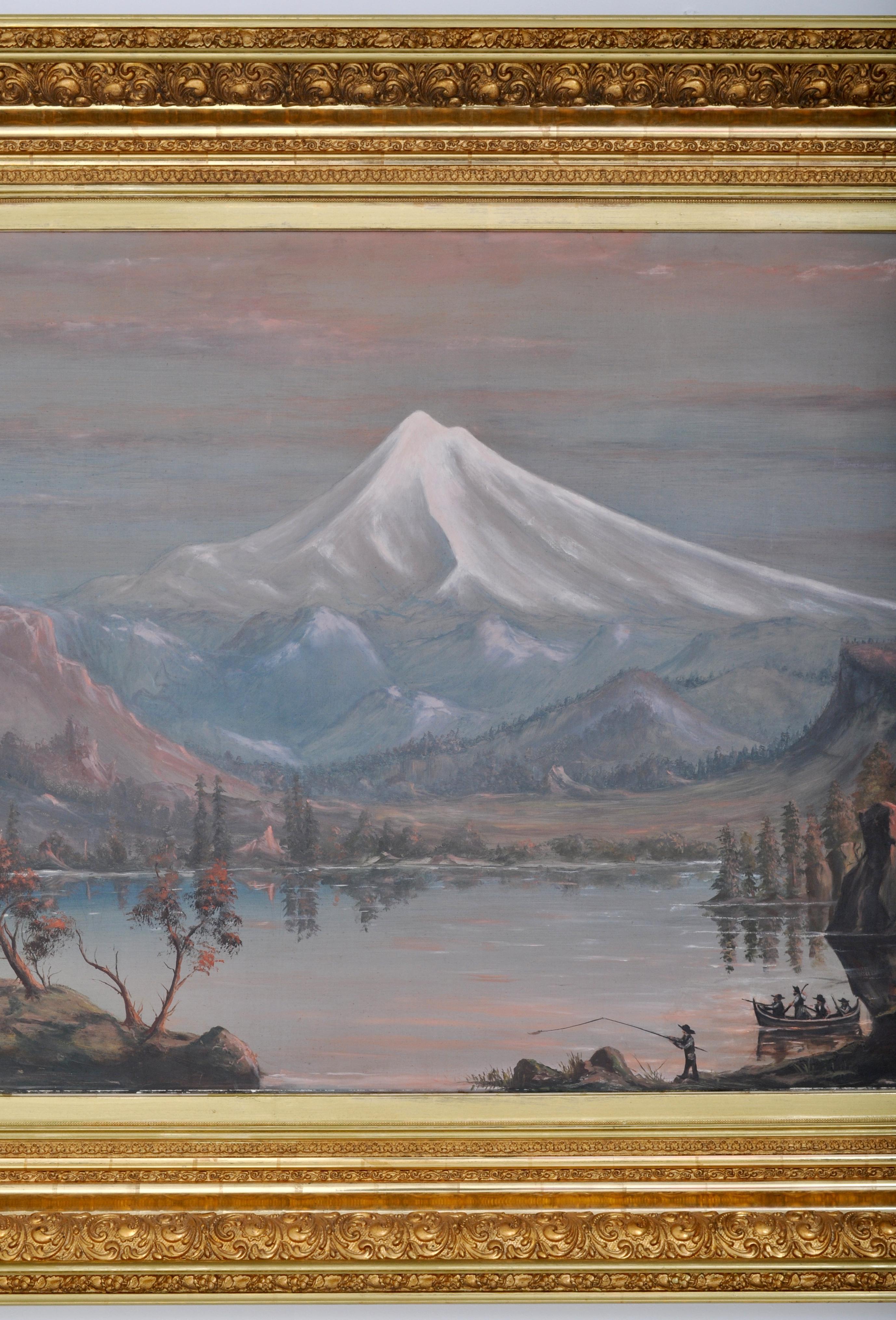 Historically important, early Pacific Northwest painting of Mount Hood, a Monumental Oil on Canvas by Cyrus Adams Reed (1825–1910), the painting circa 1875. A rare and historic painting by one of oregon's very early statesmen. This very large